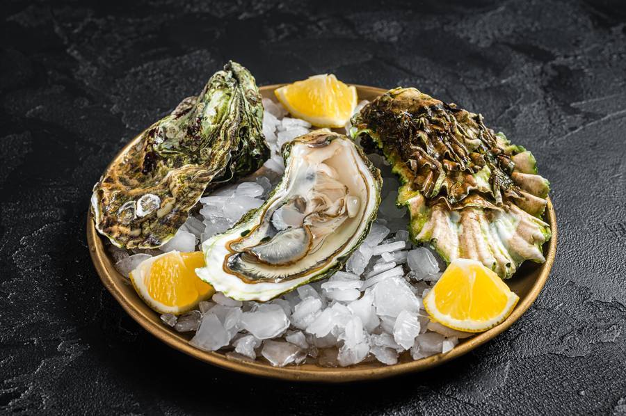 Fresh oysters on ice — the richest natural source of zinc at 74mg per 3oz serving