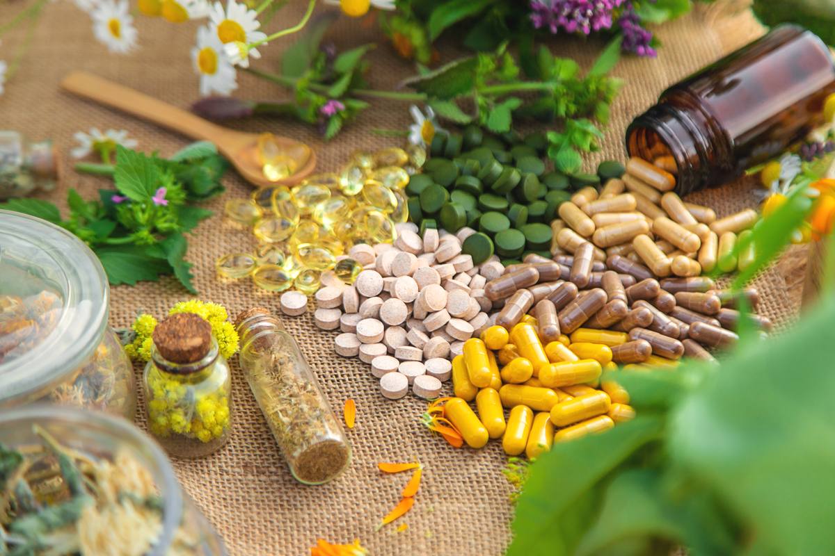 Natural supplements herbs capsules and tablets for holistic health